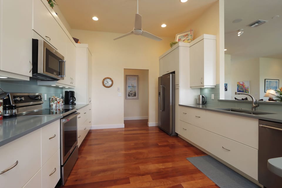 Kitchen with stainless steel appliances