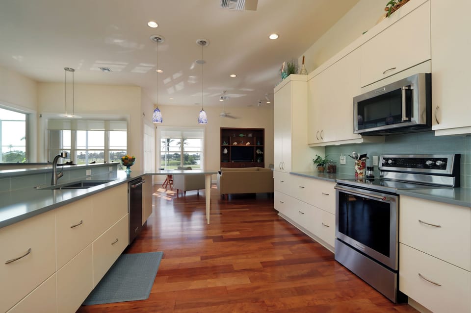 Kitchen with stainless steel appliances