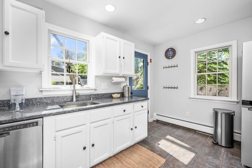 Kitchen with stainless steel appliances