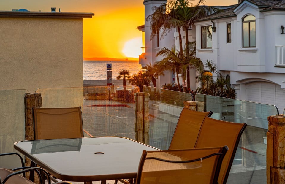 Golden hour over the Pacific, enjoyed from the private balcony on this quiet seaside neighborhood street
                