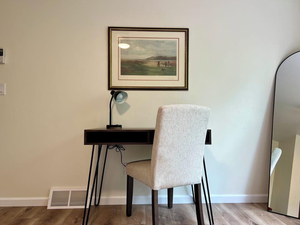 WFH setup with deck in upstairs bedroom