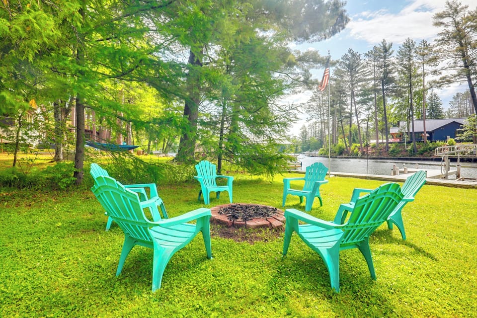 Backyard | Wood-Burning Fire Pit | Snowmobile Trail Access On-Site