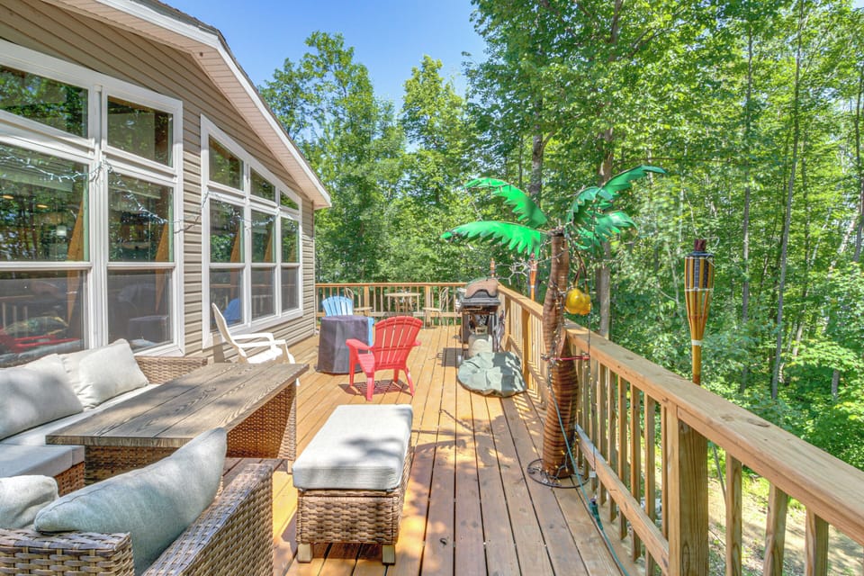 Cabin Exterior | Furnished Deck | Gas Grill