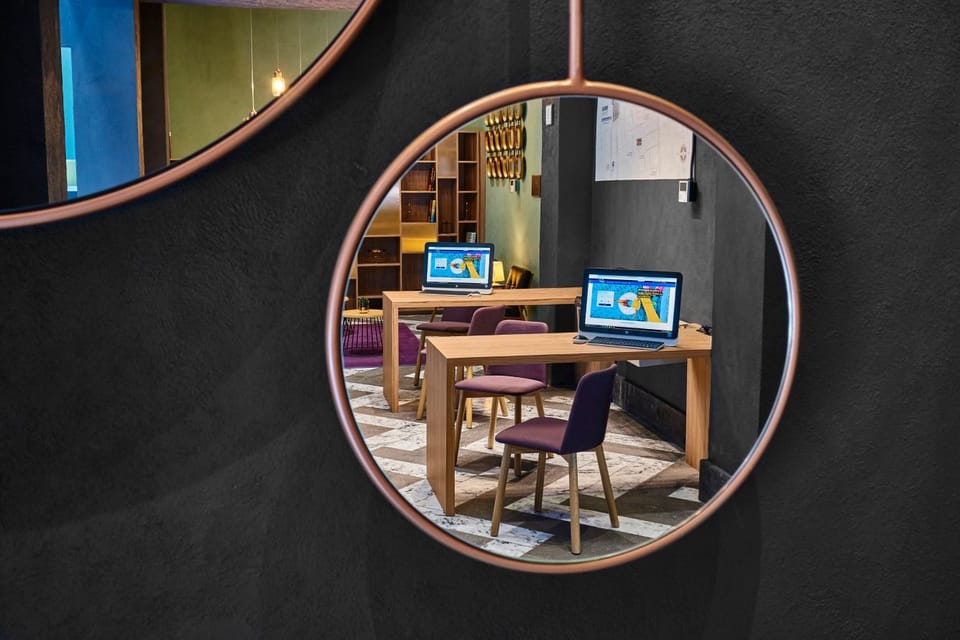 Peek through sculptural details and imagine working in style.