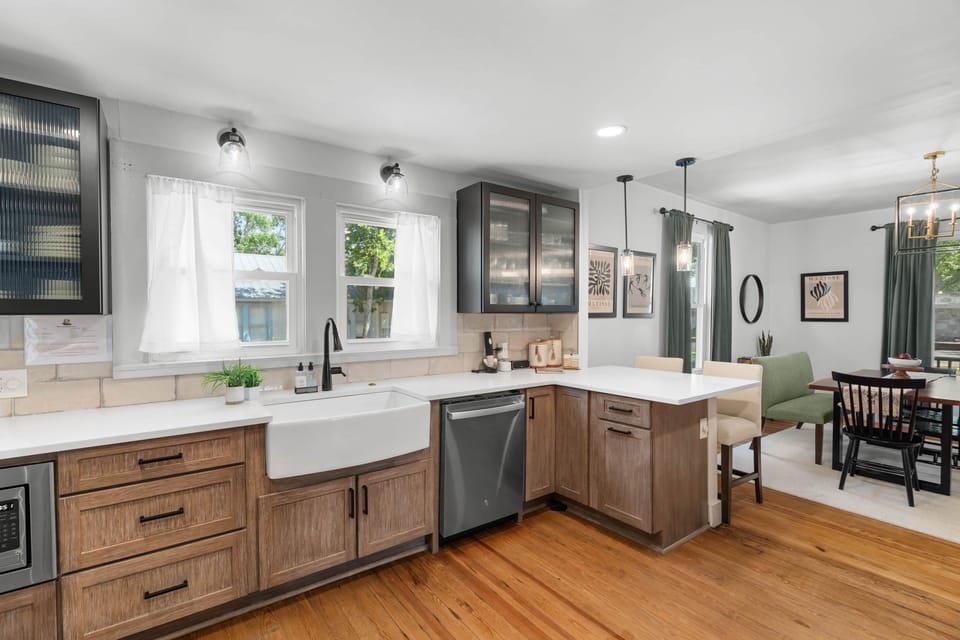 Kitchen with farm-style sink with plenty of prep space