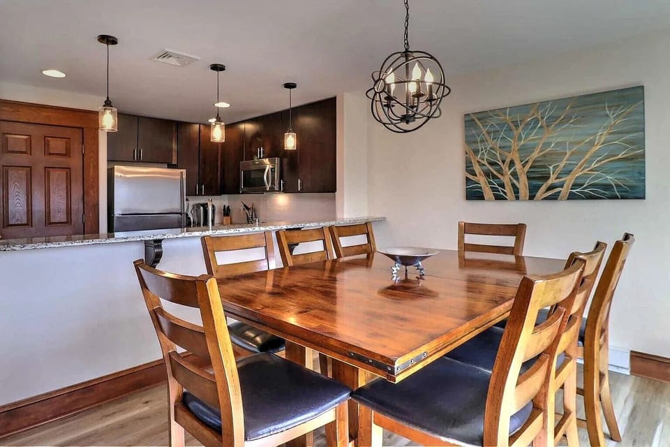 Dining area.  Shown with 8 chairs but can seat up to 10 ppl