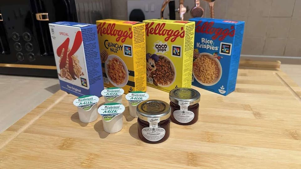 Complimentary cereal is provided.