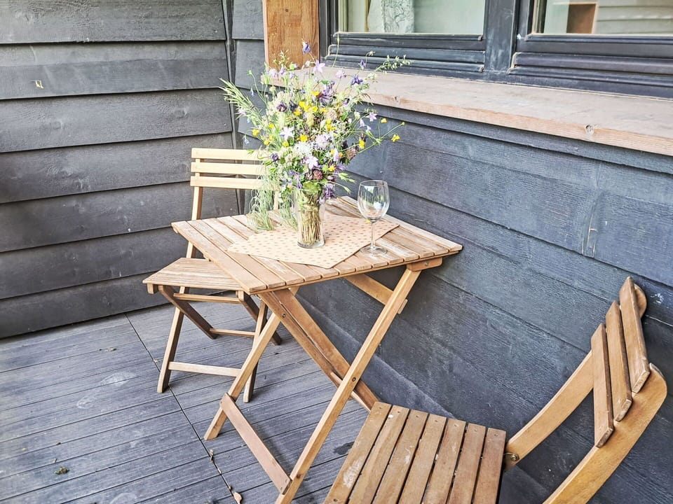Furniture, Wood, Outdoor Furniture, Outdoor Table, Hardwood, Wood Stain, Plank, Chair, Flowerpot, Folding Chair