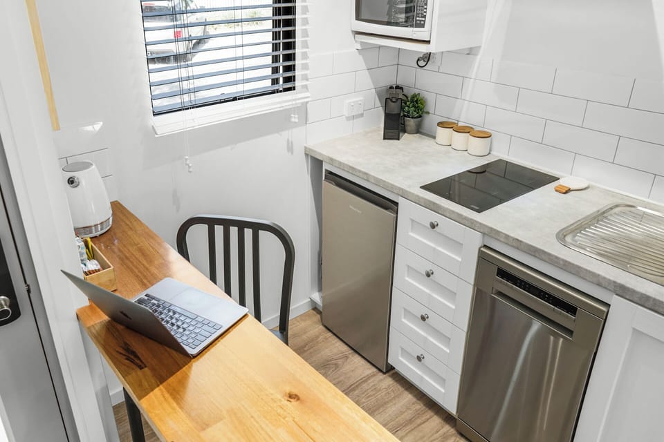 Kitchen appliances two chairs with table