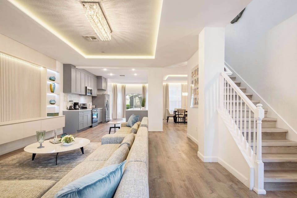 Flows seamlessly into the kitchen and patio