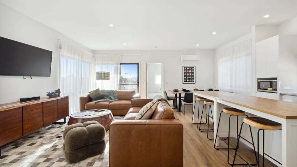 Living, kitchen, dining