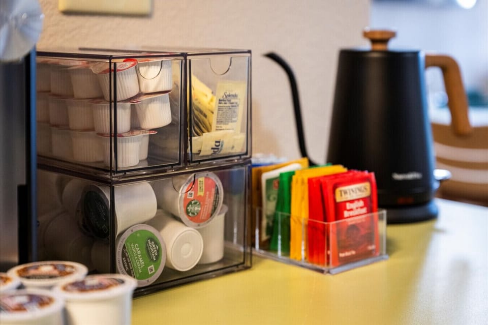 Start your day right with a wide selection of complimentary coffee and tea