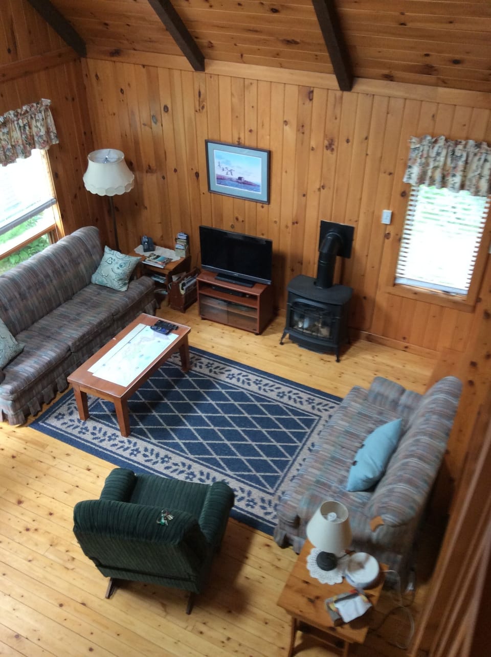 Living area - now an electric fireplace & mantle Wall mount TV above mantle