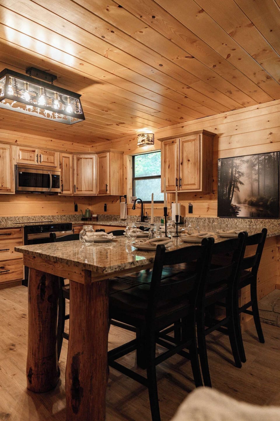Open concept kitchen, dining room, living room 