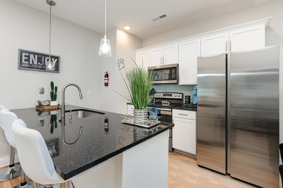 Bottom floor kitchen fully stocked. No need to go upstairs!