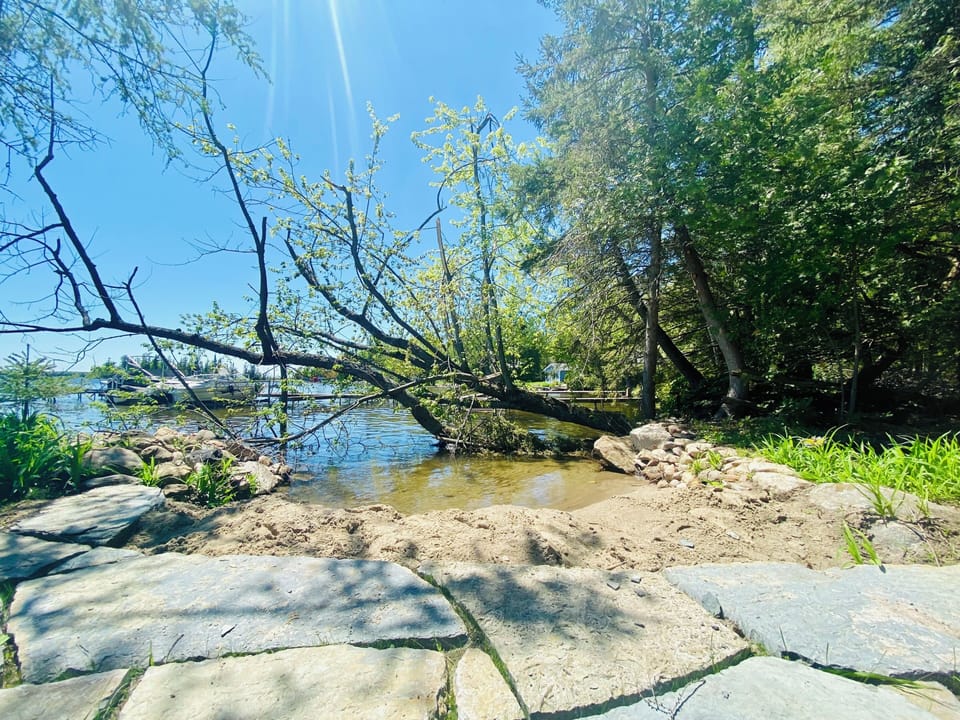 private beach with safe water entry for kids