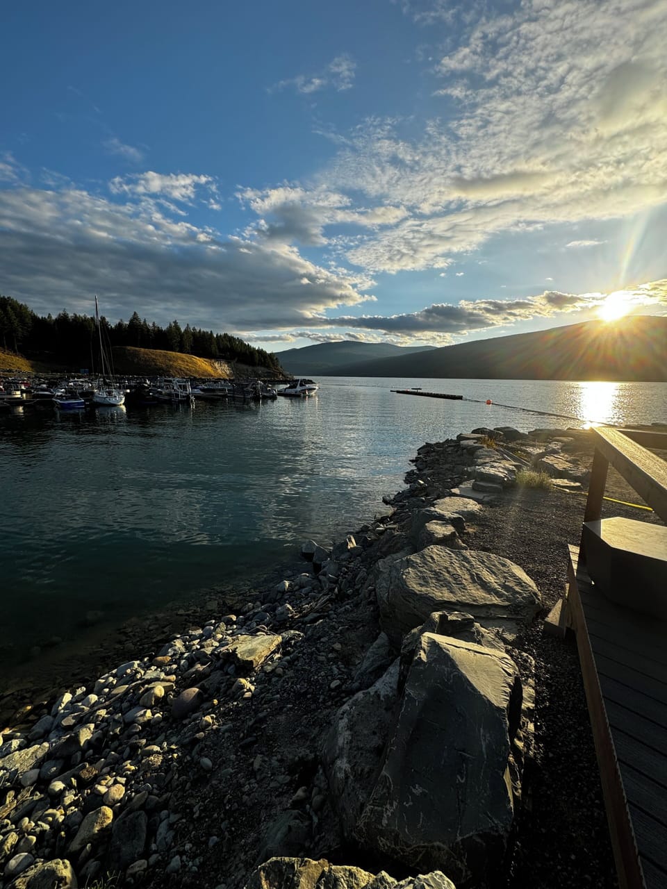 Marina sunset, with The Bowl restaurant.  
