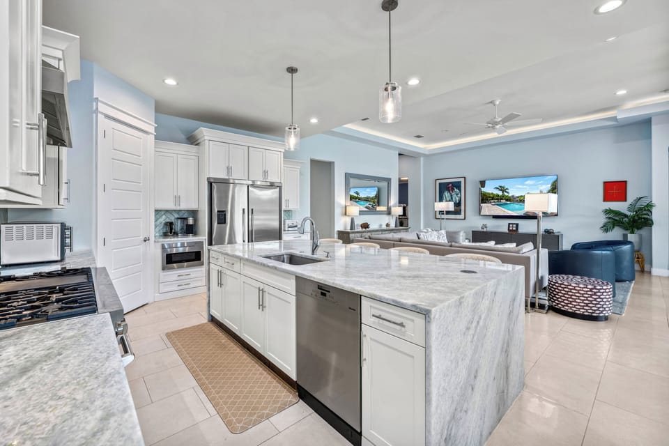 Waterfall kitchen island with...