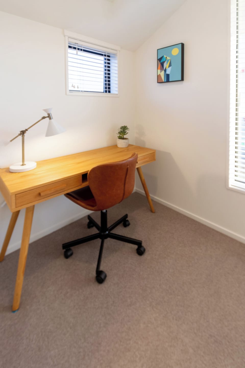 Office workspace with table and chair