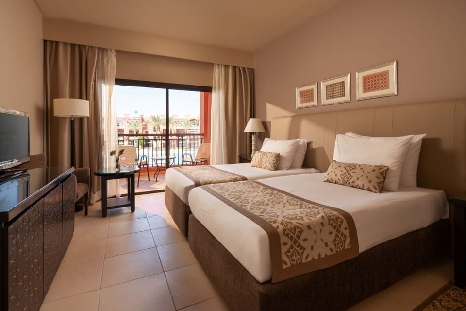 Stretch out in a bright room with a breezy balcony.