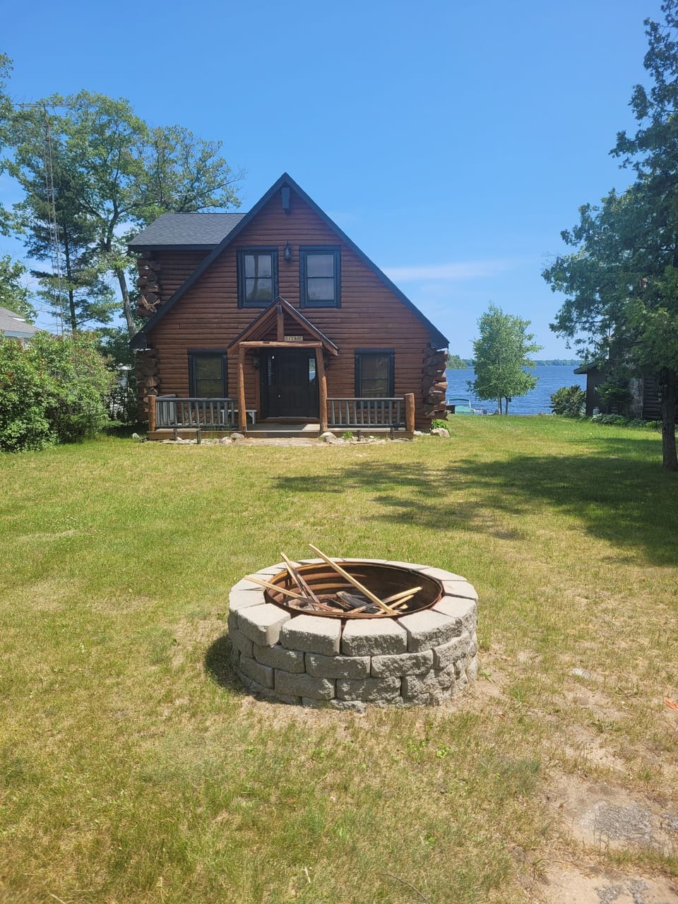 OVERALL:  The beautiful stone firepit near the frontside of the building