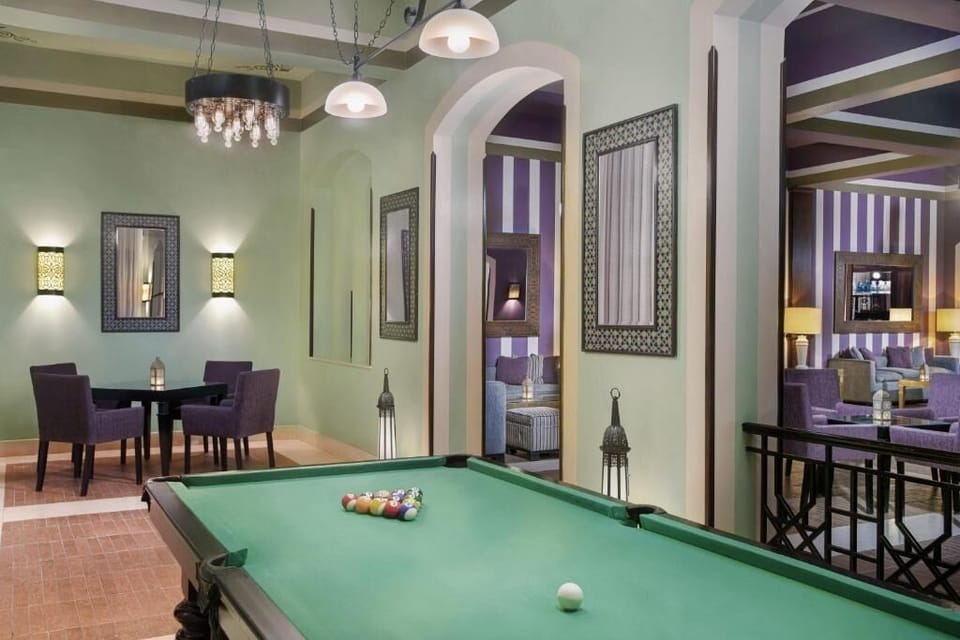 Challenge friends to a lively billiards game in stylish comfort.
