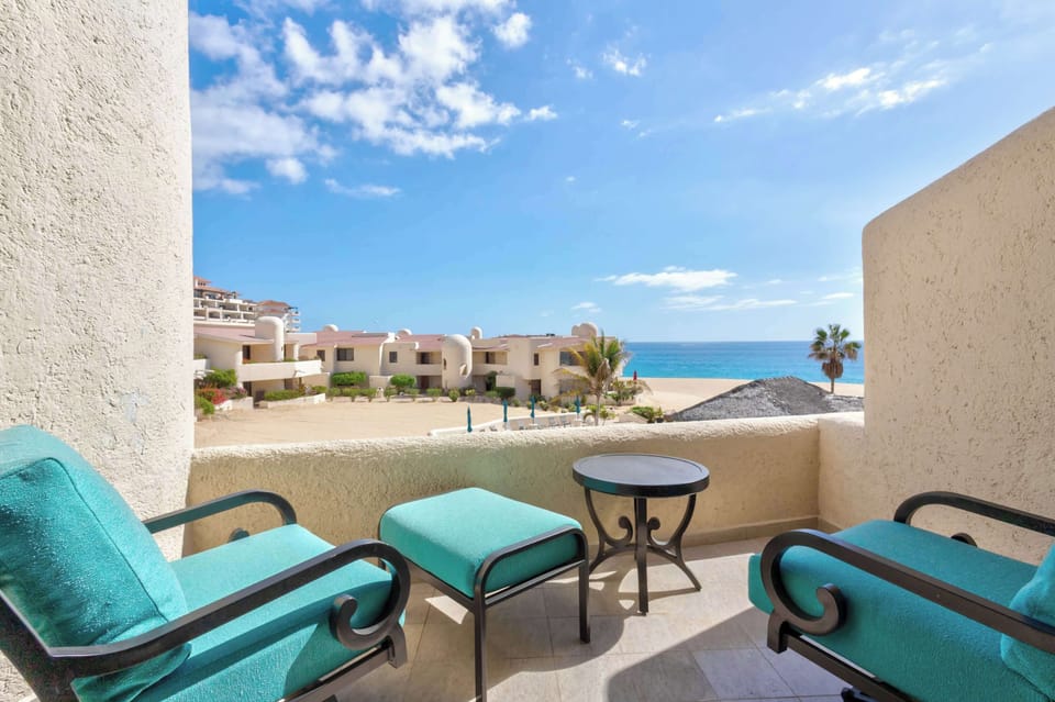 Enjoy the sunset with friends from this cozy seating area.
