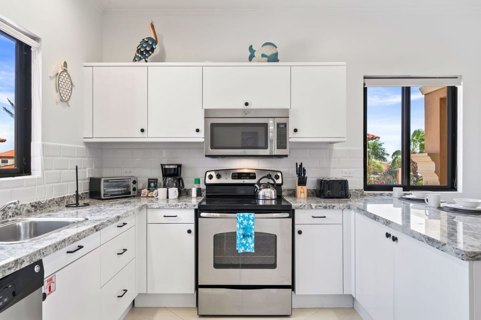 Kitchen with stainless steel appliances