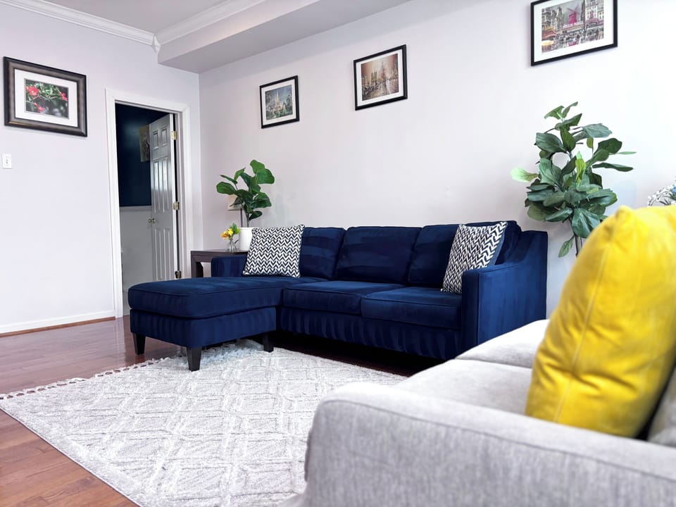 A half bathroom is located conveniently off the living room on the first floor.