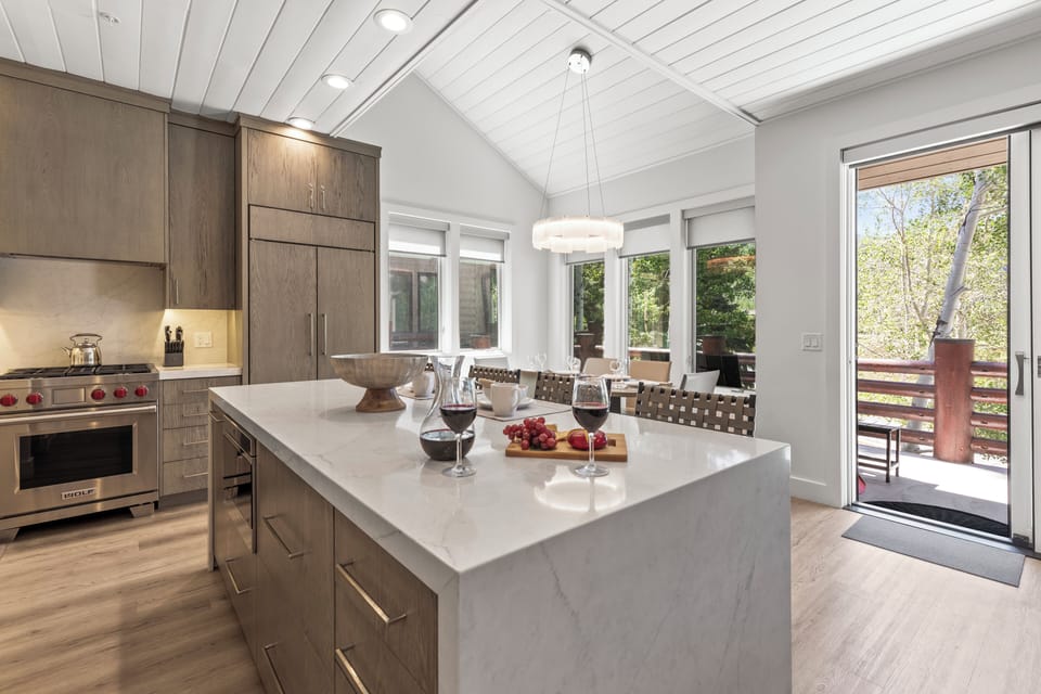 Chaparral 204 has a gourmet kitchen and spacious island with seating for three guests.