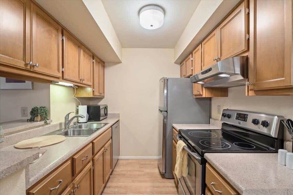 Cook up your favorites in a fully equipped kitchen with everything you need.