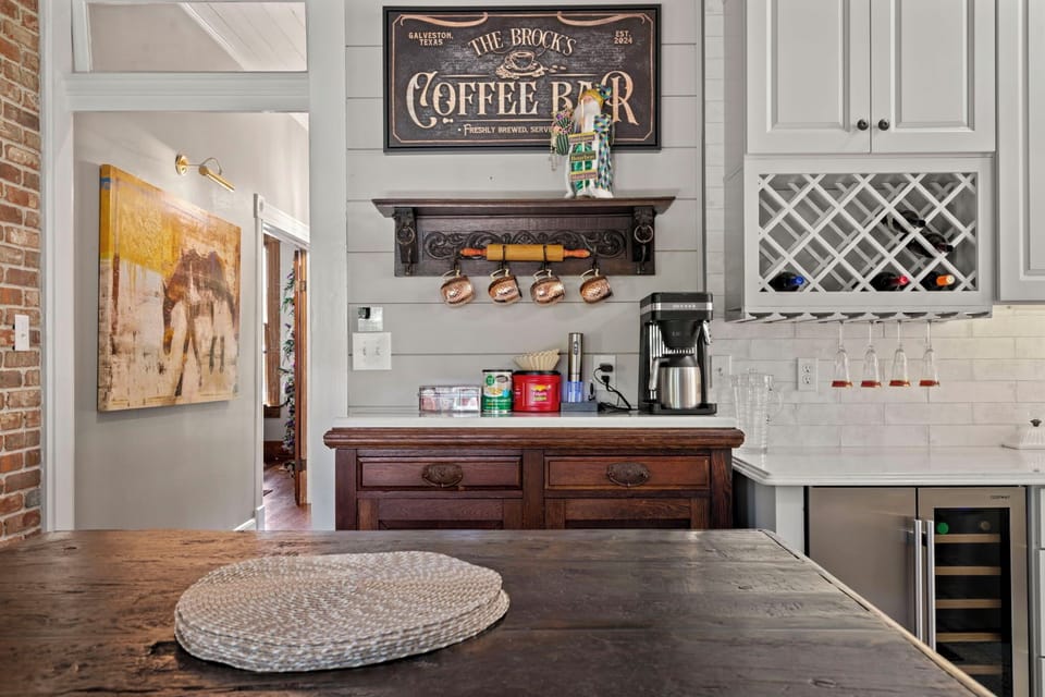 Coffee bar located in the kitchen to the left.