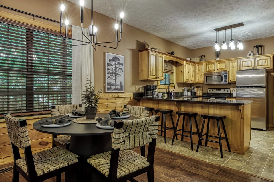Serve delicious meals at the lovely dining table.