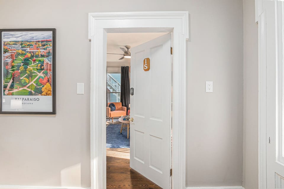 Access the unit from the shared foyer.