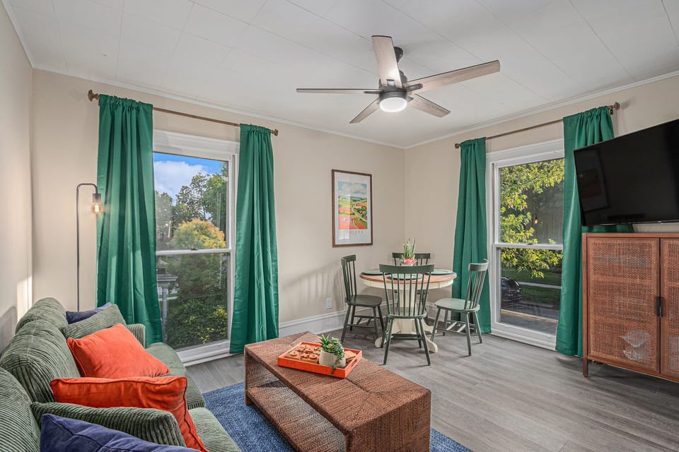 Living Area with large smart TV