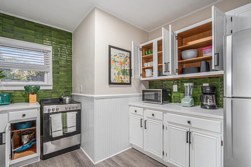 Fully stocked kitchen with cookware and all the essentials