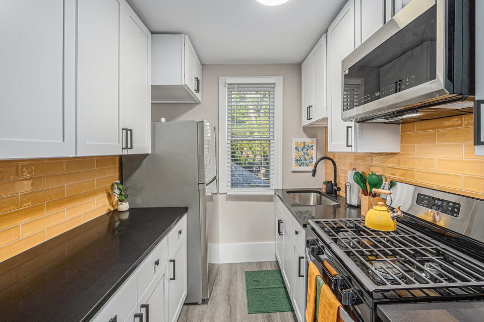 Fully stocked kitchen with cookware and all the essentials