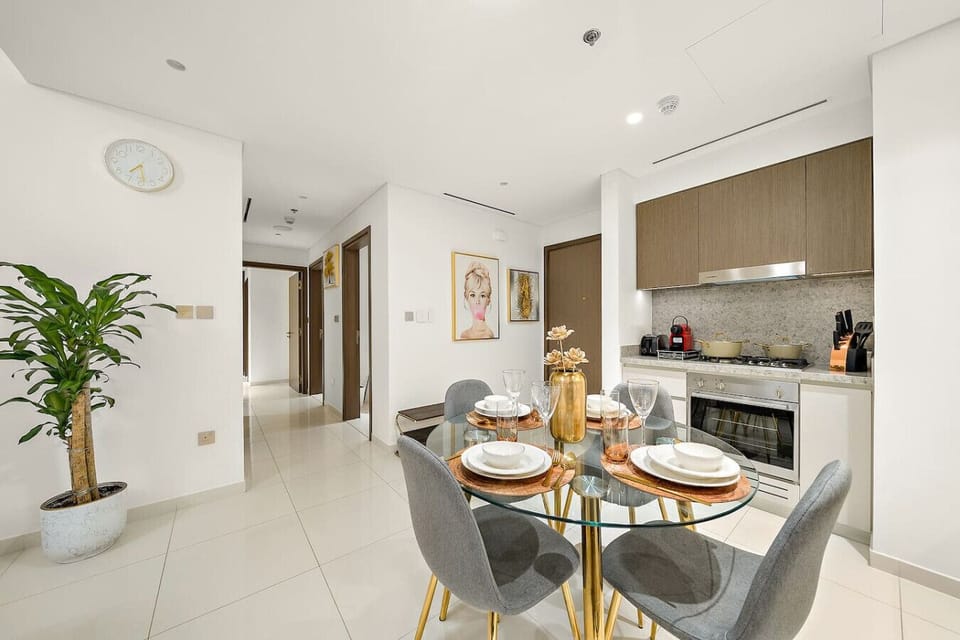 Dining Area: Elegant dining space with sleek decor, perfect for meals or entertaining friends!