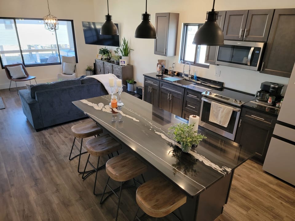 kitchen with large farm style table