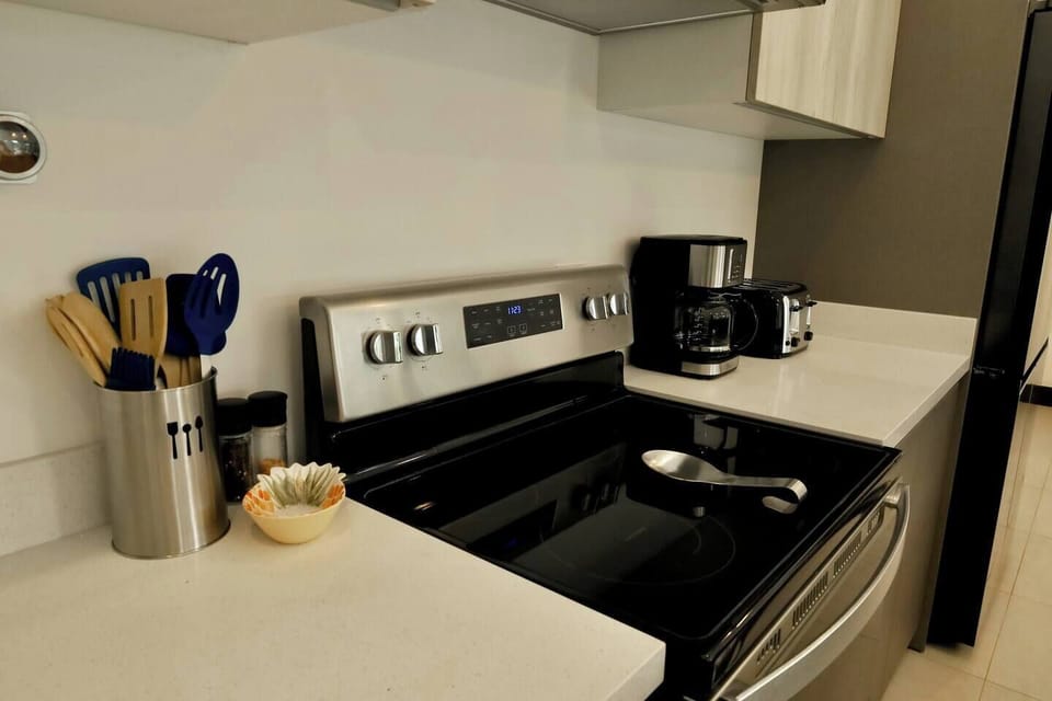 Feel free to enjoy a delicious home cooked meal with our electric stove & treat yourself to some breakfast by using our coffee maker and toaster at your leisure.