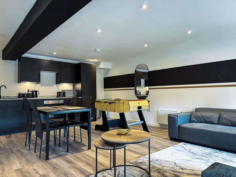 Kitchen, Dining Set, Full Football Table Game, Mini Table and Sofa Bed 