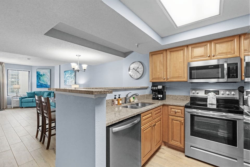 Kitchen with full appliances.