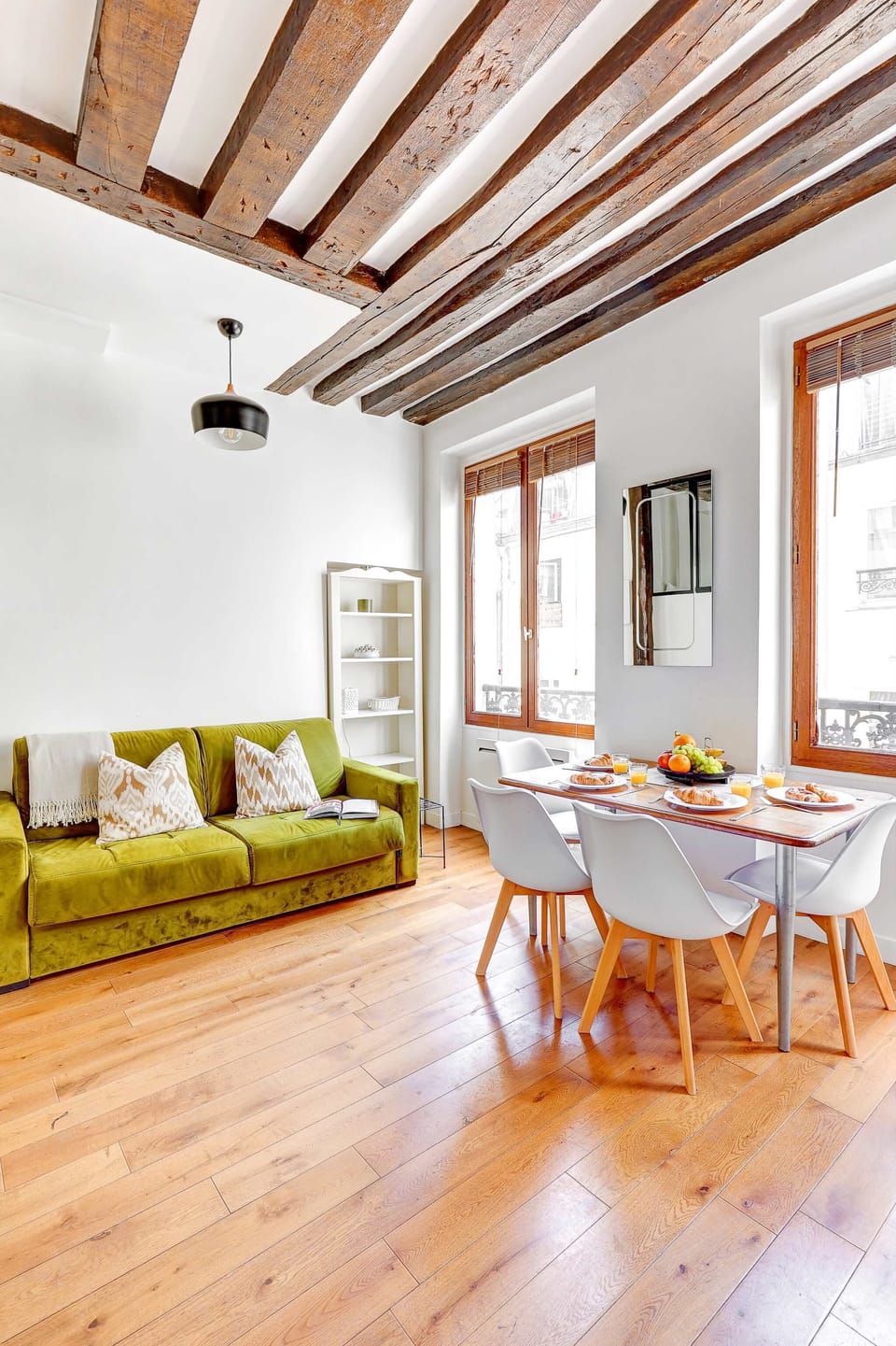 The open-plan living and dining area