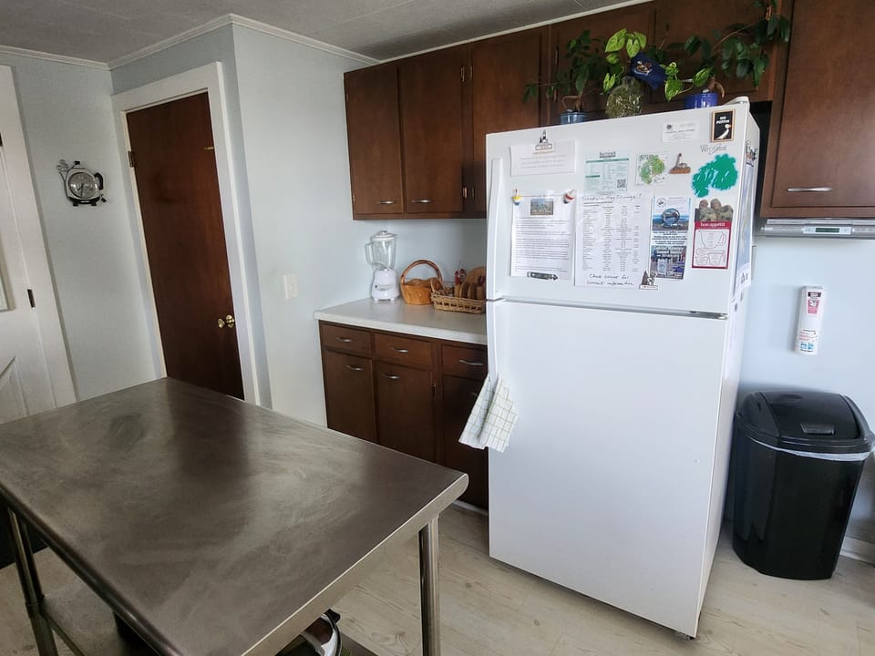 Full Size Fridge With Freezer & Ice Maker and Stainless Steel Island (movable)