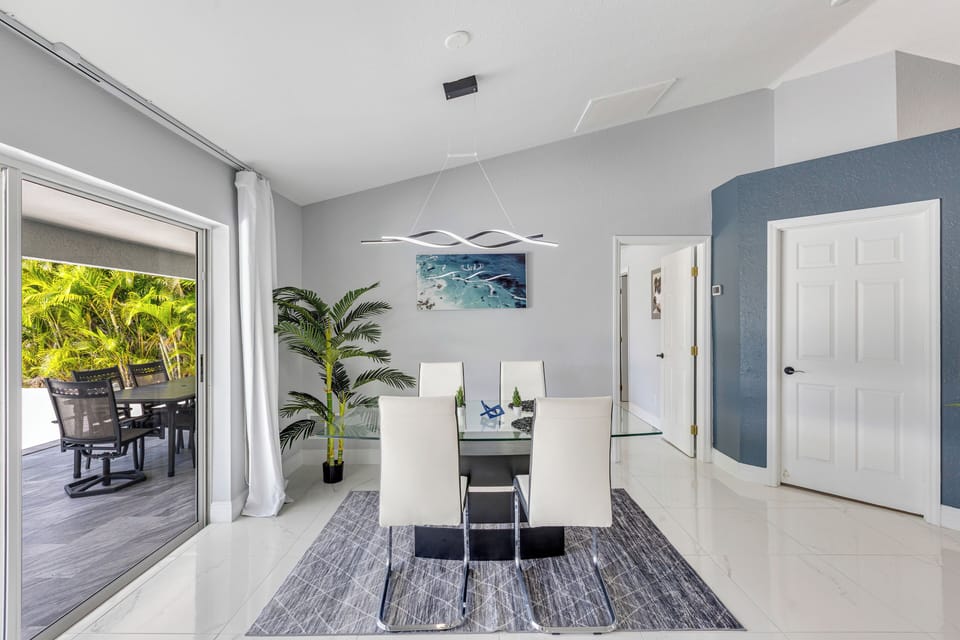 Elegant dining area with seating for four