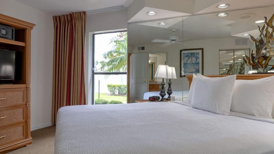 Unit with comfortable bed. Views and decor may vary.