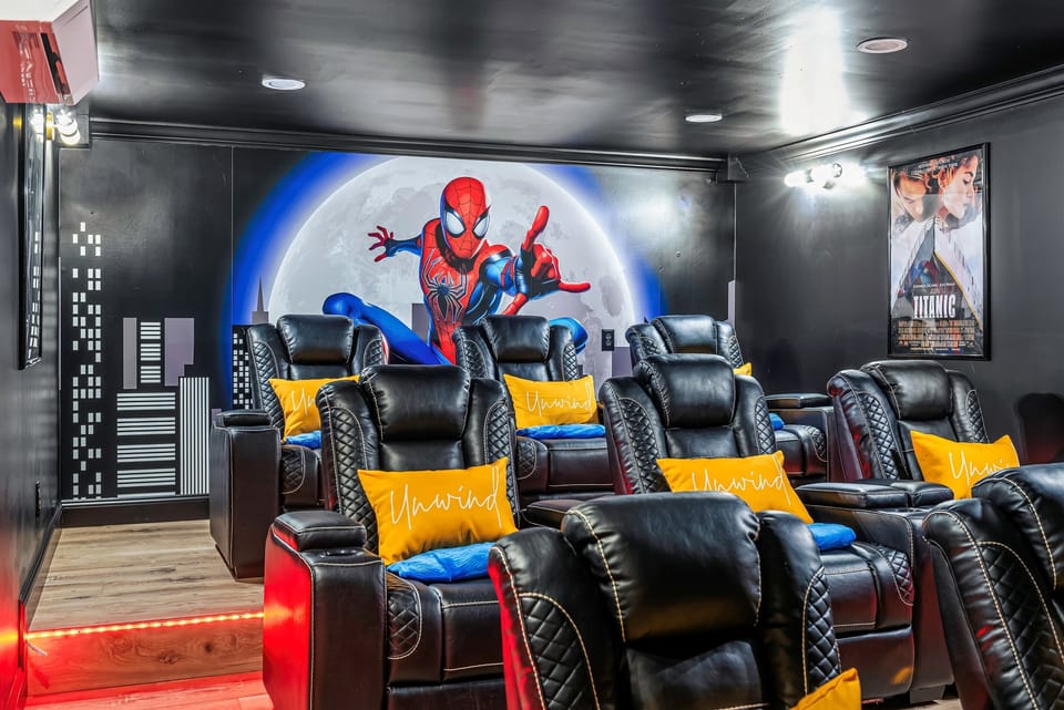 Home Theater Oasis: Immerse yourself in cinematic magic with plush seating and vibrant decor!