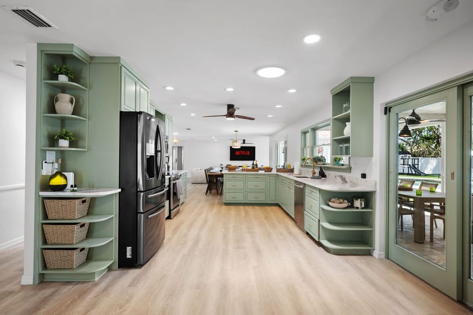 Cook up a storm in our spacious, fully stocked kitchen—equipped with everything you need for group meals, snacks, or midnight cravings.

