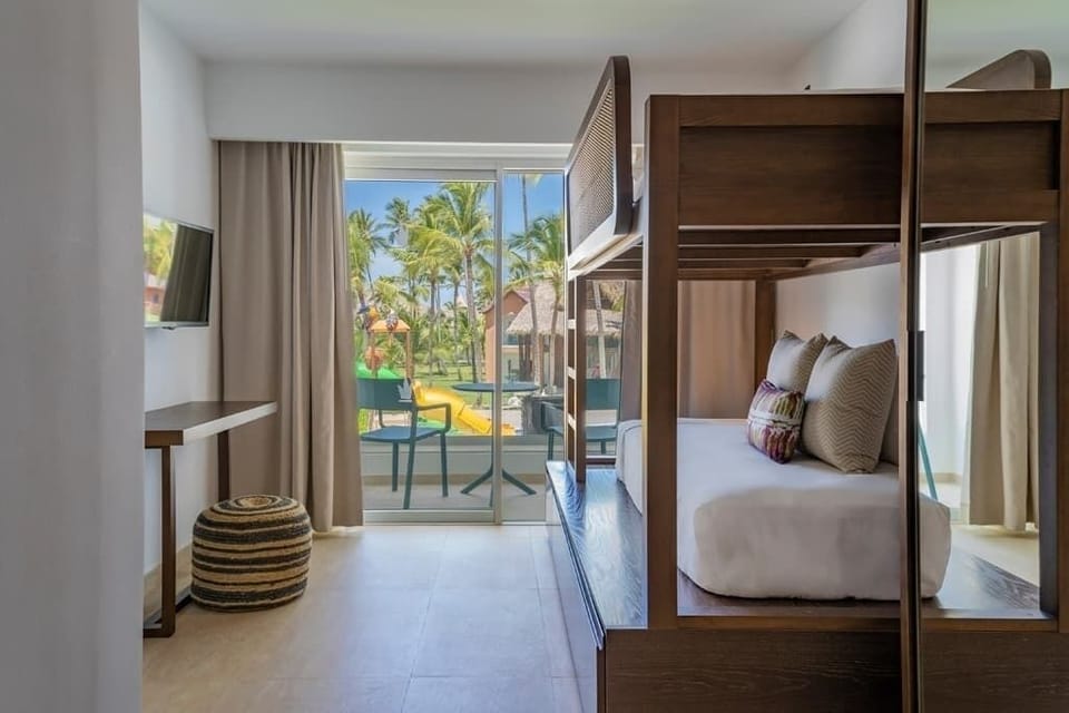 Gather the family in a fun bunk room with balcony