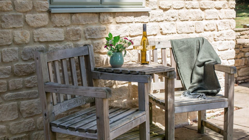 There is a table and two chairs or just spread a blanket on the lawn and enjoy your peace and quiet.